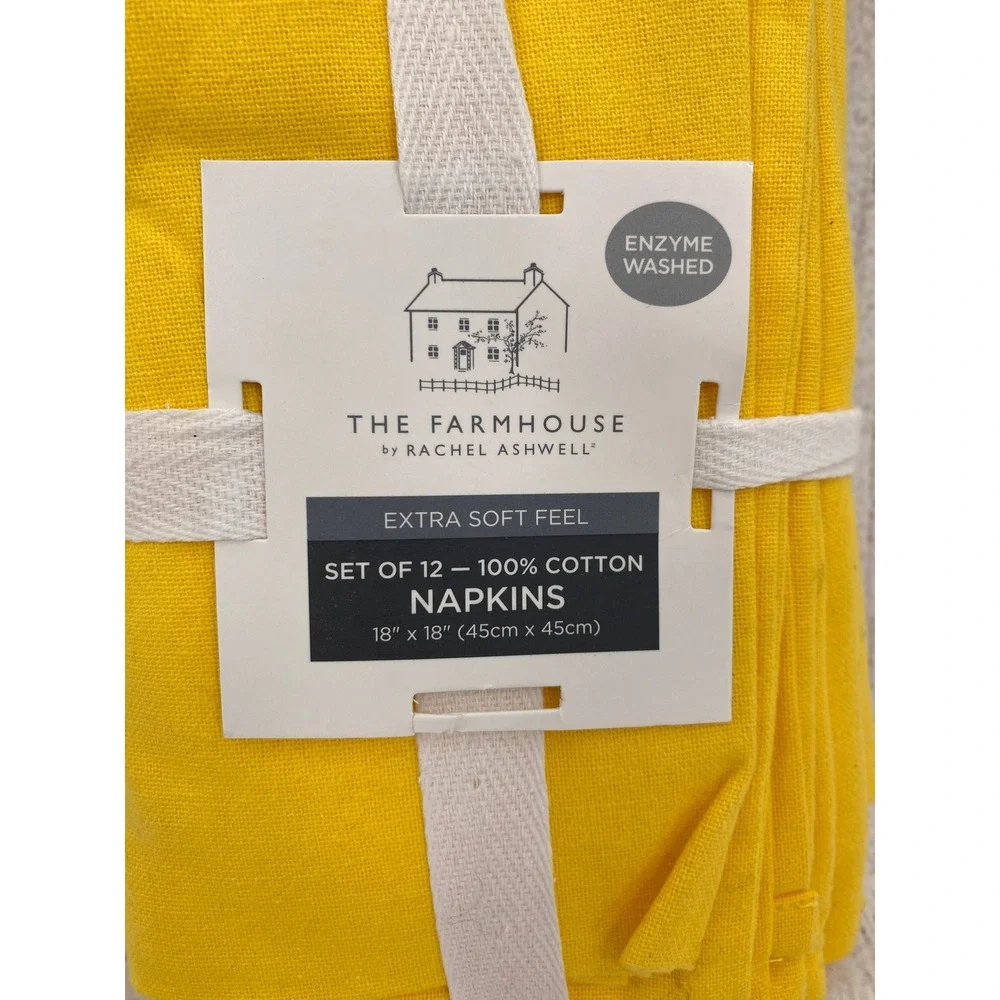 The Farmhouse by Rachel Ashwell Napkins (Set of 12) Yellow Cotton Sunny Colorful